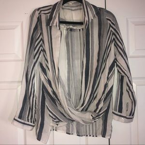 Blue and ivory summer long sleeve shirt